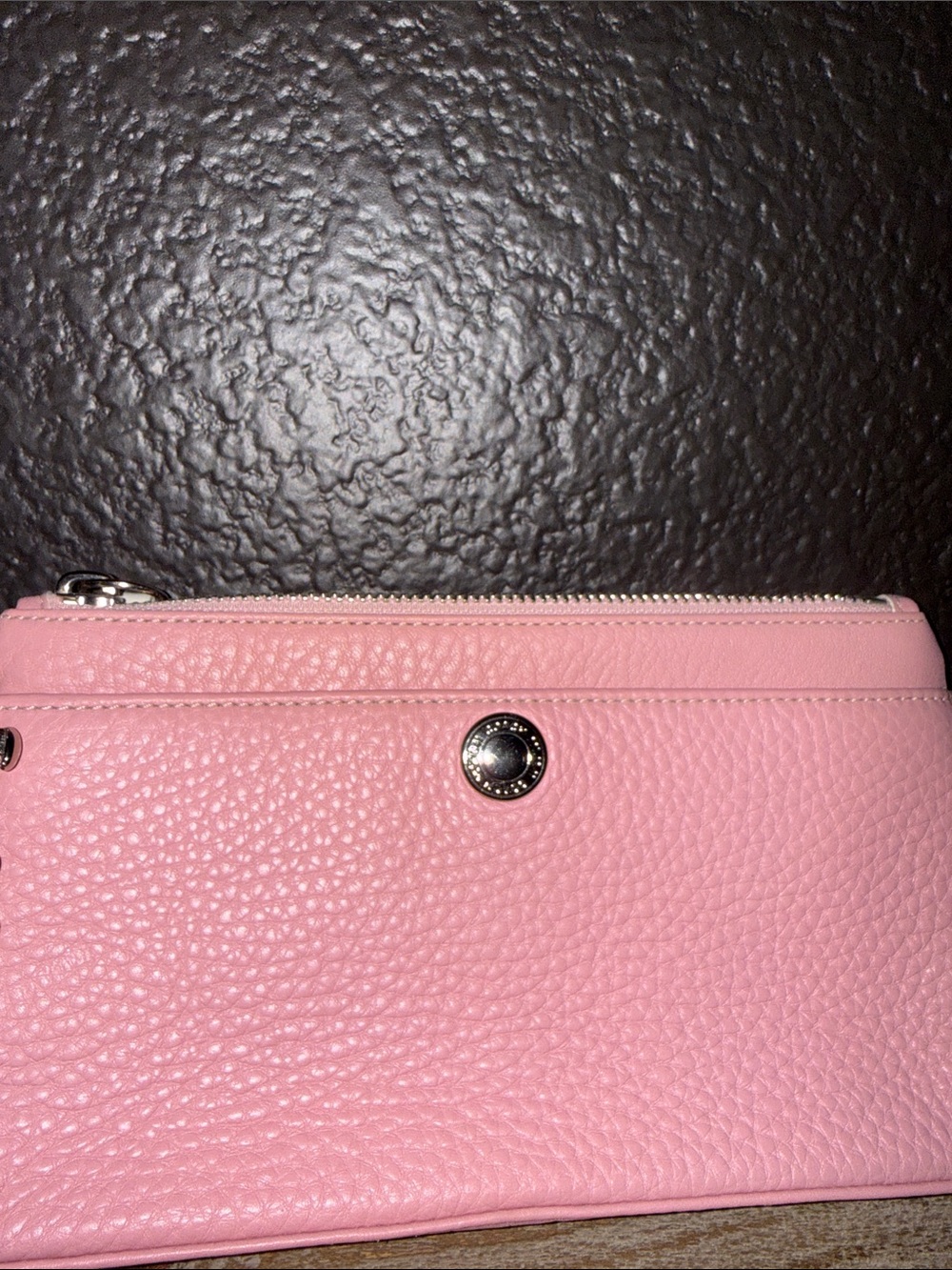 Coach Pink Leather Wristlet Clutch with White Strap - Picture 3 of 6